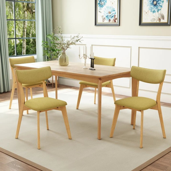 English Elm Mid Century Upholstered Dining Chairs Rubberwood Legs Padded Seat Set of 2 N768P428229G