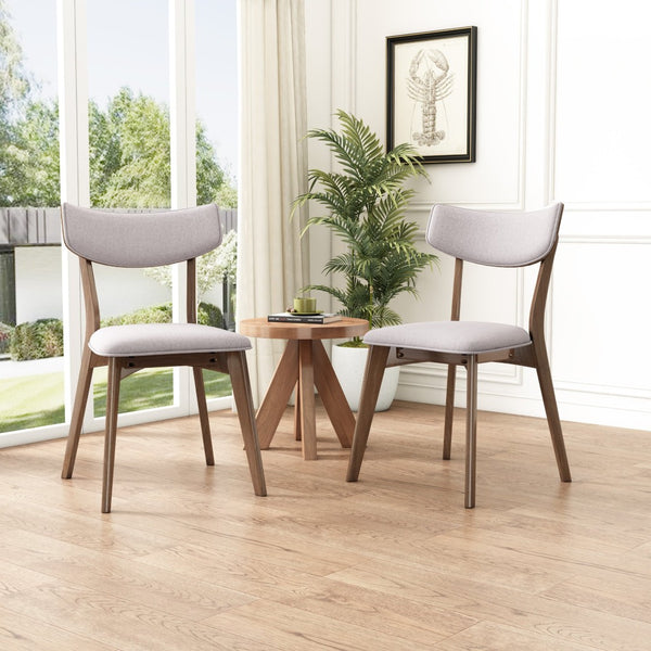 English Elm Mid-century Rubberwood Dining Chairs Set of 2 with Cushioned Seats and Tapered Legs N768P428229W