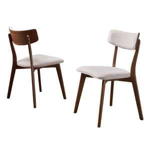 English Elm Mid-century Rubberwood Dining Chairs Set of 2 with Cushioned Seats and Tapered Legs N768P428229W