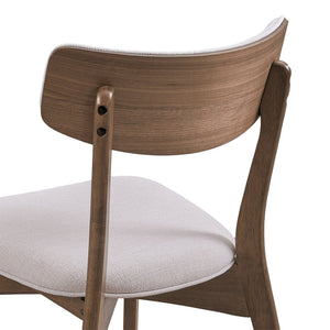 English Elm Mid-century Rubberwood Dining Chairs Set of 2 with Cushioned Seats and Tapered Legs N768P428229W