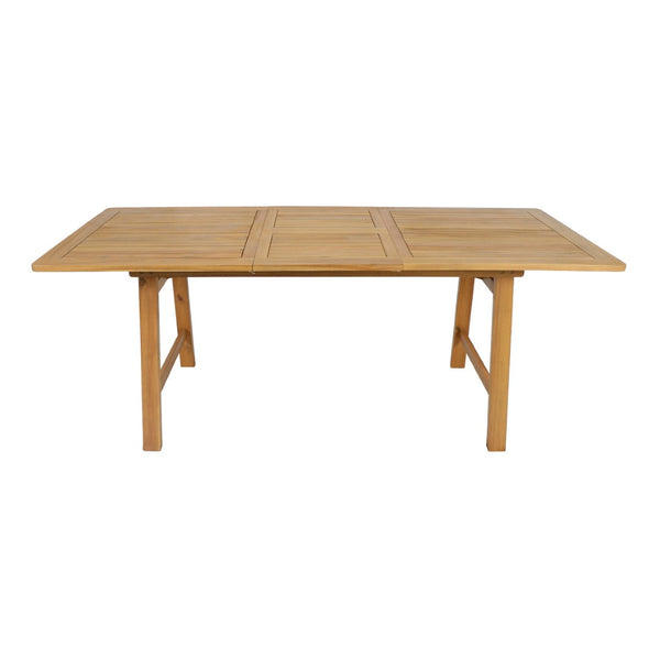 English Elm Extendable Acacia Wood Patio Dining Table Slatted Top Teak Finish Seats Eight N768P437650T