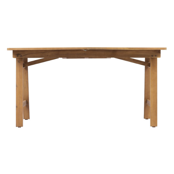 English Elm Extendable Acacia Wood Patio Dining Table Slatted Top Teak Finish Seats Eight N768P437650T
