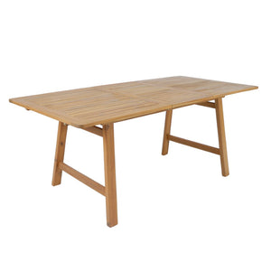 English Elm Extendable Acacia Wood Patio Dining Table Slatted Top Teak Finish Seats Eight N768P437650T
