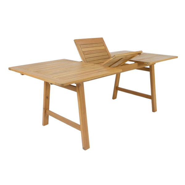 English Elm Extendable Acacia Wood Patio Dining Table Slatted Top Teak Finish Seats Eight N768P437650T