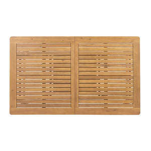 English Elm Extendable Acacia Wood Patio Dining Table Slatted Top Teak Finish Seats Eight N768P437650T
