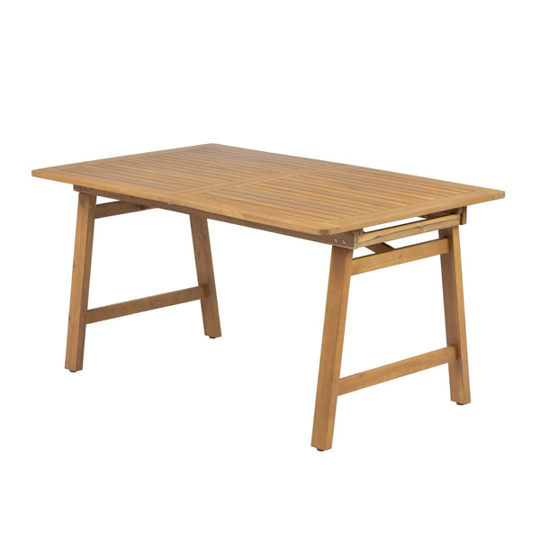 English Elm Extendable Acacia Wood Patio Dining Table Slatted Top Teak Finish Seats Eight N768P437650T