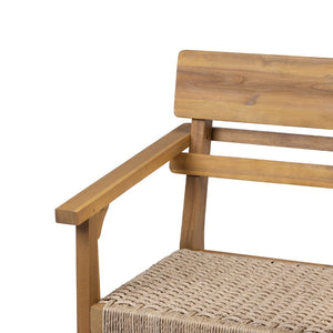 English Elm Outdoor Acacia Wood Armchairs with Hand Woven Wicker Seats for Patio Dining Set of 2 N768P437651T