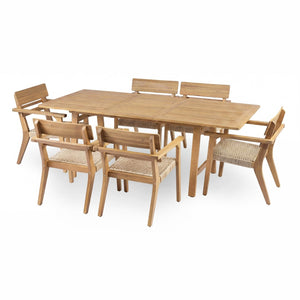 English Elm Outdoor Acacia Wood Armchairs with Hand Woven Wicker Seats for Patio Dining Set of 2 N768P437651T