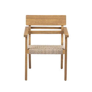 English Elm Outdoor Acacia Wood Armchairs with Hand Woven Wicker Seats for Patio Dining Set of 2 N768P437651T