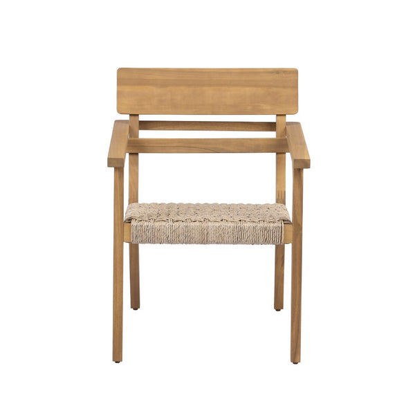 English Elm Outdoor Acacia Wood Armchairs with Hand Woven Wicker Seats for Patio Dining Set of 2 N768P437651T
