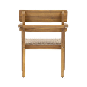 English Elm Outdoor Acacia Wood Armchairs with Hand Woven Wicker Seats for Patio Dining Set of 2 N768P437651T