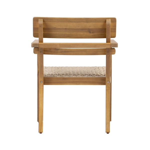 English Elm Outdoor Acacia Wood Armchairs with Hand Woven Wicker Seats for Patio Dining Set of 2 N768P437651T
