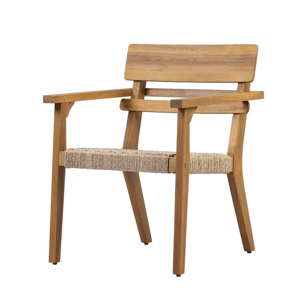English Elm Outdoor Acacia Wood Armchairs with Hand Woven Wicker Seats for Patio Dining Set of 2 N768P437651T