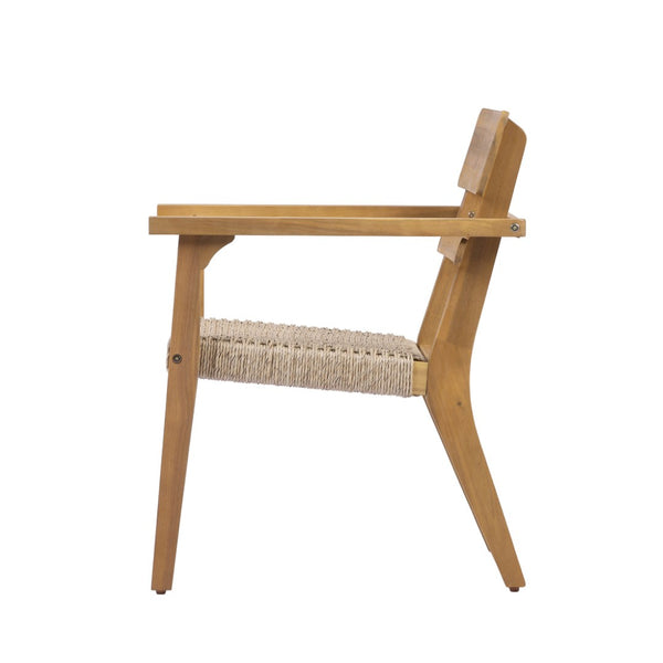 English Elm Outdoor Acacia Wood Armchairs with Hand Woven Wicker Seats for Patio Dining Set of 2 N768P437651T