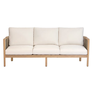 English Elm Outdoor Acacia Wood Three Seat Sofa with Woven Rope Arms and Teak Finish N768P437743N