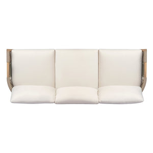 English Elm Outdoor Acacia Wood Three Seat Sofa with Woven Rope Arms and Teak Finish N768P437743N