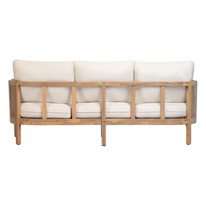 English Elm Outdoor Acacia Wood Three Seat Sofa with Woven Rope Arms and Teak Finish N768P437743N