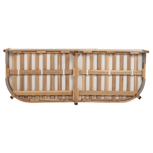 English Elm Outdoor Acacia Wood Three Seat Sofa with Woven Rope Arms and Teak Finish N768P437743N