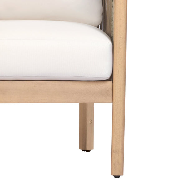 English Elm Outdoor Acacia Wood Three Seat Sofa with Woven Rope Arms and Teak Finish N768P437743N