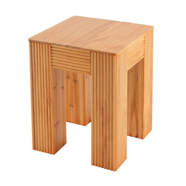 English Elm Natural Pine Fluted Side Table Sculptural Solid Wood End for Modern Living N768P442269N