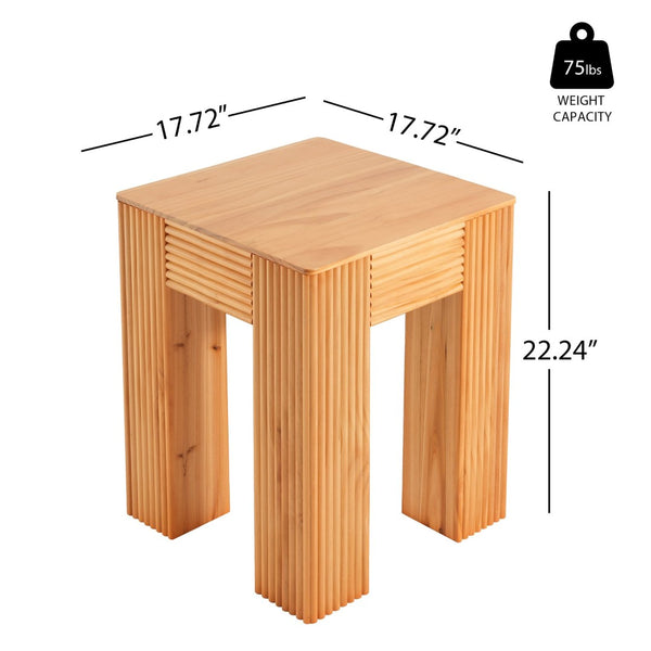 English Elm Natural Pine Fluted Side Table Sculptural Solid Wood End for Modern Living N768P442269N