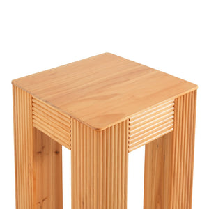 English Elm Natural Pine Fluted Side Table Sculptural Solid Wood End for Modern Living N768P442269N