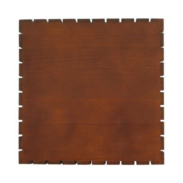 English Elm Walnut Stained Pine Square Side Table Notched Edge Pedestal Base for Modern Interiors N768P442273W