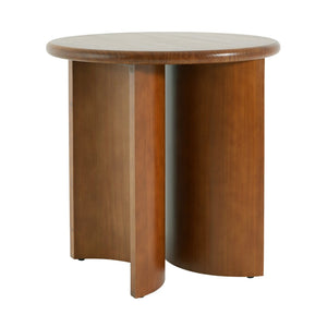 English Elm Walnut Stained Pine Round Side Table with Sculptural Fan Legs for Living Room N768P442343W