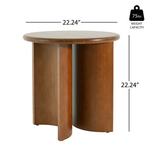 English Elm Walnut Stained Pine Round Side Table with Sculptural Fan Legs for Living Room N768P442343W