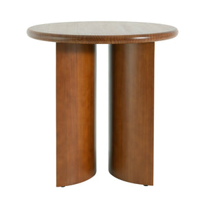 English Elm Walnut Stained Pine Round Side Table with Sculptural Fan Legs for Living Room N768P442343W