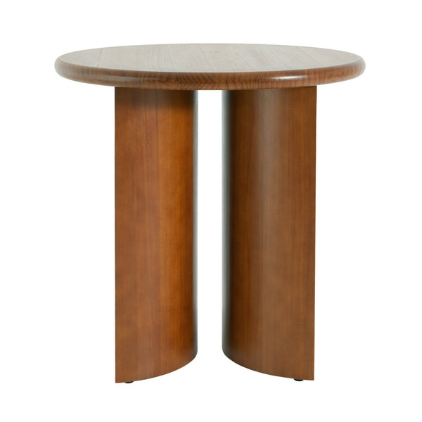 English Elm Walnut Stained Pine Round Side Table with Sculptural Fan Legs for Living Room N768P442343W