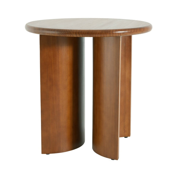 English Elm Walnut Stained Pine Round Side Table with Sculptural Fan Legs for Living Room N768P442343W