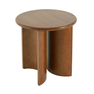 English Elm Walnut Stained Pine Round Side Table with Sculptural Fan Legs for Living Room N768P442343W