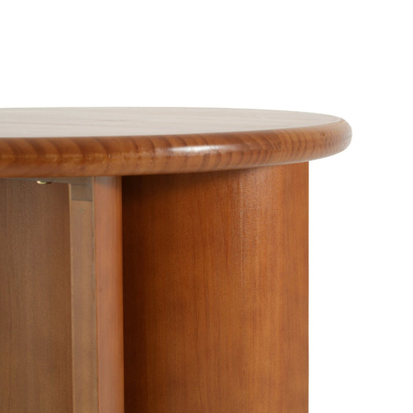 English Elm Walnut Stained Pine Round Side Table with Sculptural Fan Legs for Living Room N768P442343W