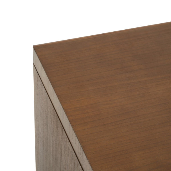 English Elm Mid-century Walnut Cube Side Table with Open Shelf for Living Room or Bedroom N768P442345W