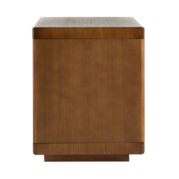 English Elm Mid-century Walnut Cube Side Table with Open Shelf for Living Room or Bedroom N768P442345W