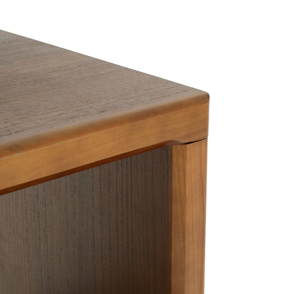 English Elm Mid-century Walnut Cube Side Table with Open Shelf for Living Room or Bedroom N768P442345W