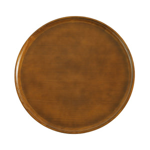 English Elm Round Pine Wood Coffee Table with Gold Rattan Metal Sides and Open Storage Shelf N768P442346W
