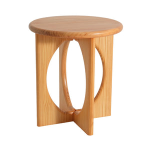 English Elm Natural Pine Solid Wood Round Side Table Geometric Open Base for Minimalist Spaces N768P442348N