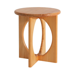 English Elm Natural Pine Solid Wood Round Side Table Geometric Open Base for Minimalist Spaces N768P442348N