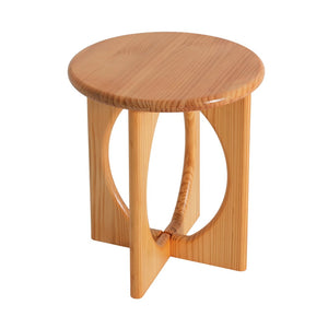 English Elm Natural Pine Solid Wood Round Side Table Geometric Open Base for Minimalist Spaces N768P442348N