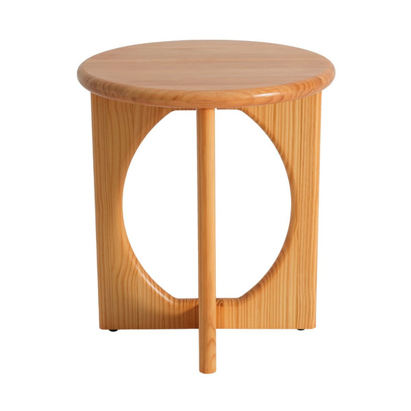 English Elm Natural Pine Solid Wood Round Side Table Geometric Open Base for Minimalist Spaces N768P442348N