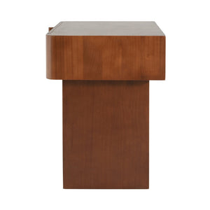 English Elm Wood Fluted Drawer End Table Walnut Finish Mid Century Modern Accent for Any Room N768P442350W