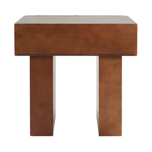 English Elm Wood Fluted Drawer End Table Walnut Finish Mid Century Modern Accent for Any Room N768P442350W