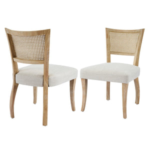English Elm Modern Hand-woven Rattan Cane Back Dining Chairs with Rubberwood Legs Set of 2 N768P442373N