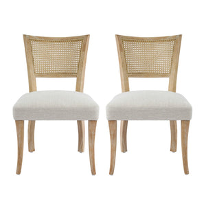 English Elm Modern Hand-woven Rattan Cane Back Dining Chairs with Rubberwood Legs Set of 2 N768P442373N