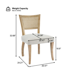 English Elm Modern Hand-woven Rattan Cane Back Dining Chairs with Rubberwood Legs Set of 2 N768P442373N