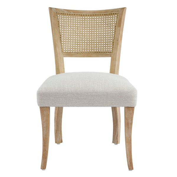 English Elm Modern Hand-woven Rattan Cane Back Dining Chairs with Rubberwood Legs Set of 2 N768P442373N