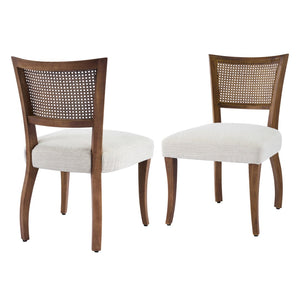 English Elm Modern Rattan Back Rubberwood Dining Chairs Woven Mesh Walnut Set for Two N768P442373W