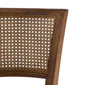 English Elm Modern Rattan Back Rubberwood Dining Chairs Woven Mesh Walnut Set for Two N768P442373W